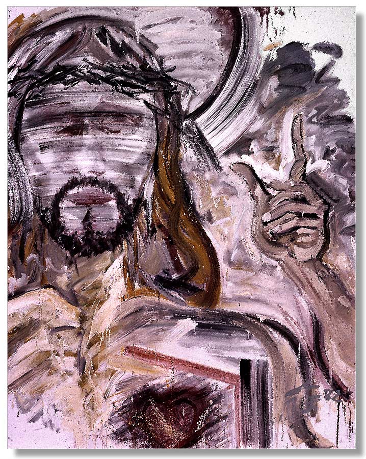 Christ Teaching, 比喻表現主義 Figurative Expressionism, Oil on Canvas, 68x54 in.