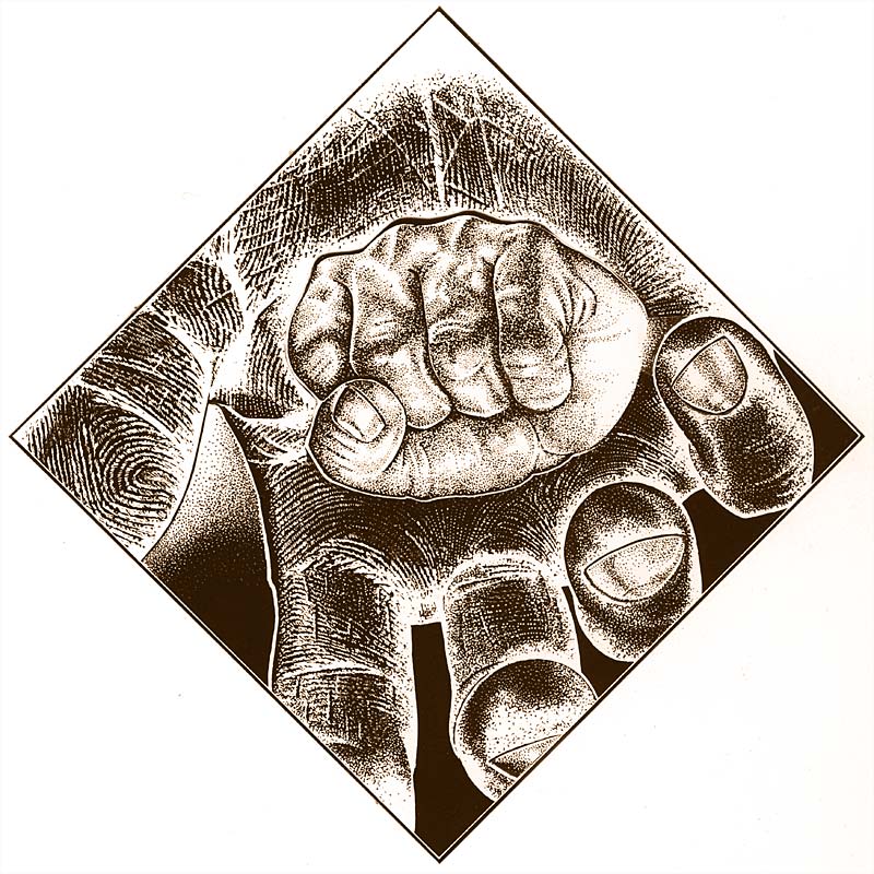 Hand Over Fist(Steady Progress), 筆墨點畫 Pen and Ink Stipple Drawing 6x6 inches