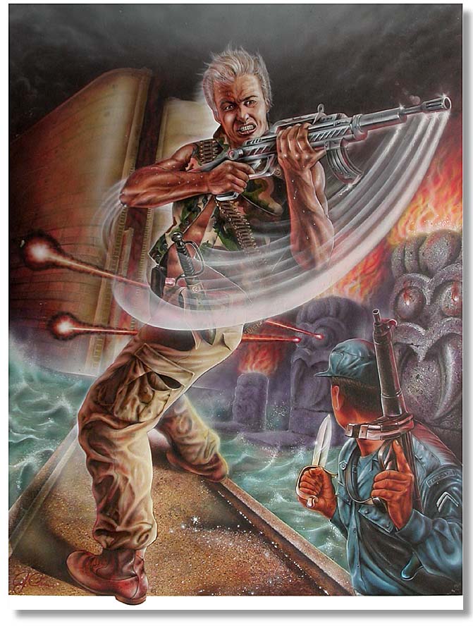 Viper Video Game Cover, airbrush on board, 36x18 in.