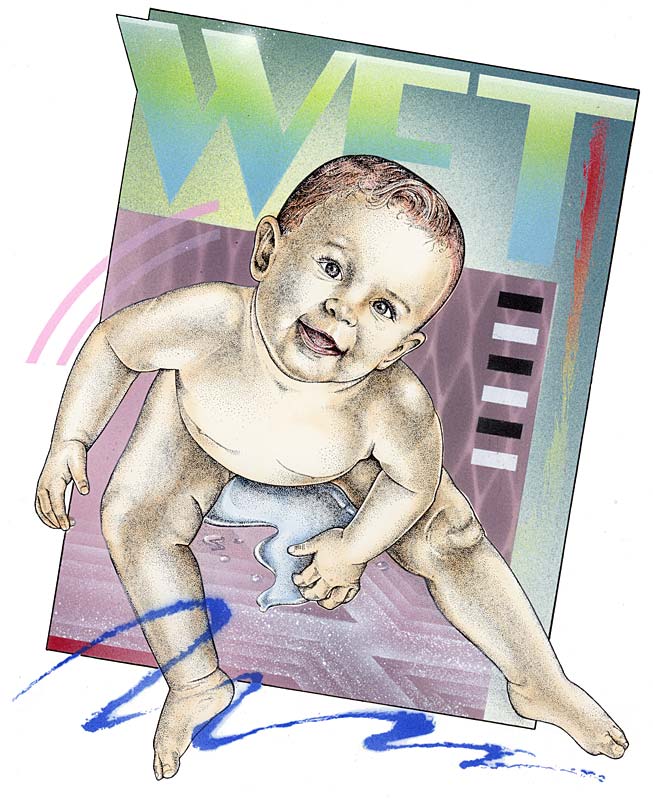 Wet Baby, 噴槍點畫 Airbrush Stipple Drawing